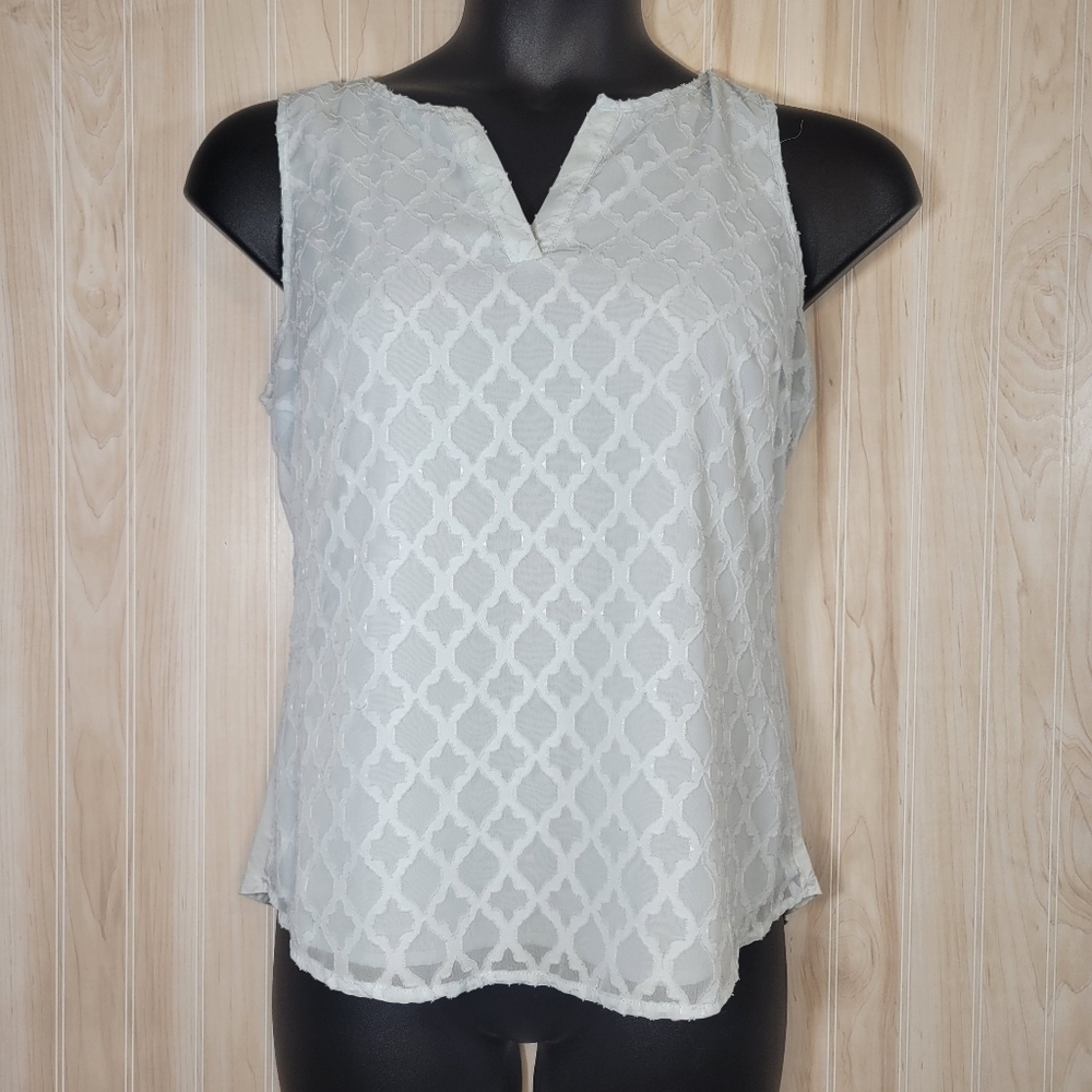 Market & Spruce White Lined Tank Top Blouse Sz Med